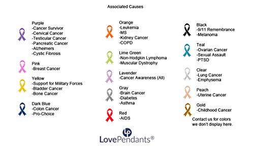 Lovependants 16-18" Gold-Plated-Silver Necklace In White Swarovski Crystal With Engraved And Enameled Orange Awareness Ribbon Symbolizing Leukemia, Ms, Kidney Cancer And Copd. #TOP1