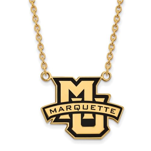 Marquette Large (3/4 Inch) Enamel Pendant w/Necklace (Gold Plated)