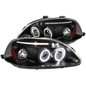 Amazon Com Spec D Tuning For Honda Civic Black Led Halo Projector Headlights Type R Style Grille Automotive