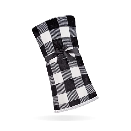 Safdie & Co. - Black And White Checkered Blanket, Indoor And Outdoor Buffalo Plaid Rug, Use As Halloween Blanket, Fall Throw Blanket, Or Autumn Decor Throw, Soft And Stain Resistant, 50 X 60 Inches #TOP6
