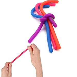 4 Stks Stretchy Jelly String Noedels Dunne Rubber Fidget Zintuiglijke Speelgoed Set (8 “tot 98”) Kalmerende Ontspannende Kinderen Verjaardagsfeestje Gunsten en prijzen