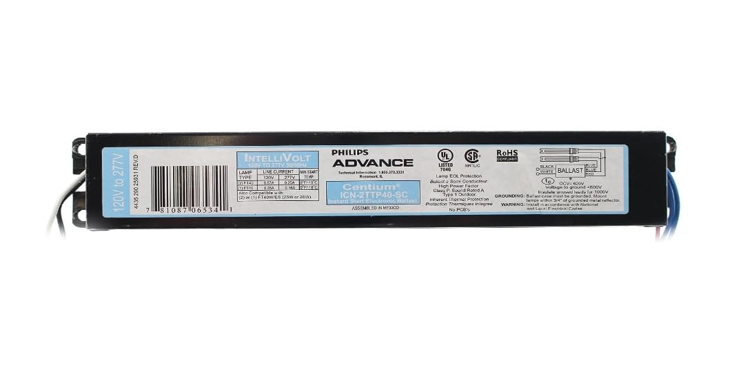Advance Centium ICN-2TTP-40-SC - (2) Lamp Fluorescent Ballast - 40 Watt CFL - 120/277 Volt - Instant Start - 0.88 Ballast Factor