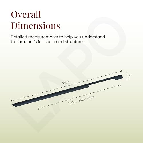 Image of LAPO 2 Piece Handle for Cabinet Wardrobe, 36 inch Long Pull Handle with Comfy Grip, Aluminum Handle for Kitchen, Bedroom, Office, Cabinet Wardrobe with Screws (Black, 910mm (36 inch) M-FB