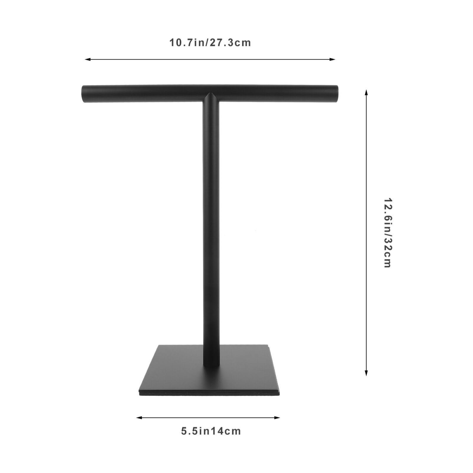 Porta Asciugamani da Terra a T in Acciaio Inox Nero, 1 Pz | Struttura Verticale Autoportante Base, per Riporre Teli di Varie Misure senza Forare Piano