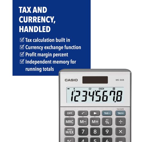 Casio MS-80B Desktop Calculator, Tax & Currency Tools | General purpose calculator with large display; ideal for home, office & everyday math - image 3