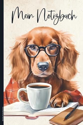 Notizbuch Hundemotiv: Cocker Spaniel auf A5 Notizheft liniert das schöne Geschenk für Hundeliebhaber und Hundebesitzer zum Eintragen von Notizen und Aufgaben für Kaffee Liebhaber mit Hunde Motiv