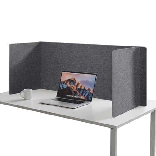Keemute Desk Divider Privacy Screen 3 Panel Sound Absorbing - 47.2”x 23.6”x 19.7” Freestanding Acoustic Partitions for Office, Noise Reducing Panels for School, Home, Library,Dark Grey
