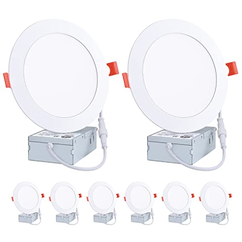 Blingstar Recessed Lighting 6Inch, 5000K LED Ceiling Light, Ultra-thin Daylight Downlight, 8Pack Recessed Lights with J-box, Canless, 5%-100% Dimmable, 12W=110W 1050LM, ETL& Energy Star& FCC Certified