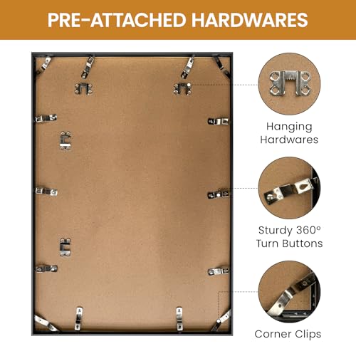 Image of 16x22 Aluminum Metal Picture Frame,Tempered Glass Black 16 x 22 Poster Frame for Puzzles Photos or Artwork for Wall Gallery Mount Horizontal or Vertical Decor Home,Office,Hotel