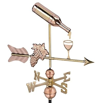 Wine Bottle with Grapes and Glasses Weathervane - Pure Copper by Good Directions