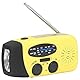 ASHATA Emergency Solar Radio, Notfall-Wetterradio Handkurbel FM/AM/WB NOAA mit Solarladung und Taschenlampe, IPX3 Wasserdicht, für Camping zu Hause Im Freien,Gelb (Europäisches Modell)