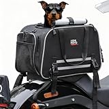 KEMIMOTO Motorcycle Dog Carrier Expandable, Airline Approved Pet Carrier Shoulder for Small Dogs & Cats Under 20 lbs, 18x11x11 Inch Soft-Sided Travel Bag, Folding & Portable for Cruiser Touring Bikes