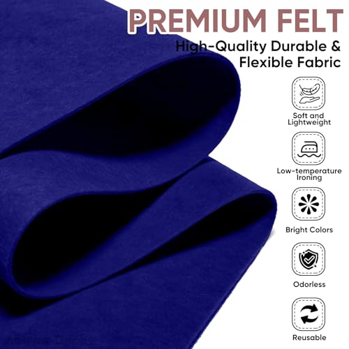 Image of Soft Felt Fabric Sheet 18 inch x 36 inch, 1.6mm Acrylic Craft Felt, Royal Blue