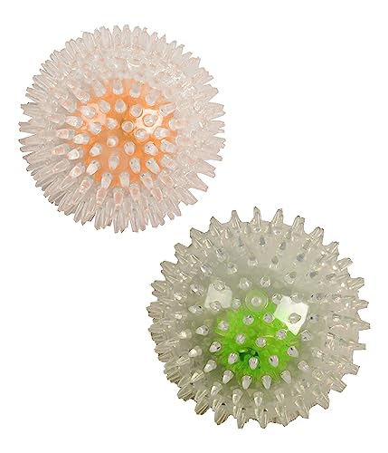 Dehner Hundespielzeug Set Bouncer Ball S & M, mit LED-Beleuchtung, Größe S, ca. Ø 8 cm, Größe M, ca. Ø 12 cm, orange/grün