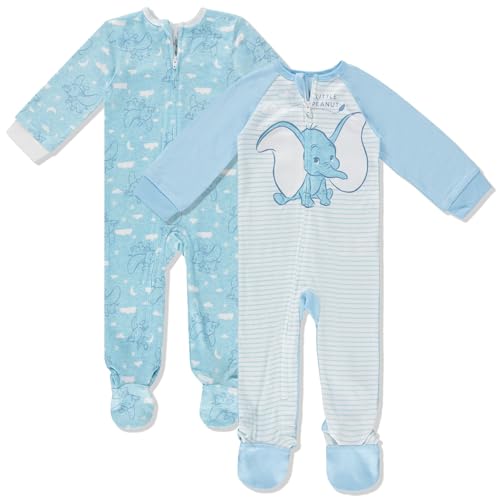 Image of Disney Baby Onesies 2 Pack Zip-Up Sleeper - Winnie The Pooh, Monsters Inc, Dumbo, Bambi - Newborn Girls & Baby Boy's Pajamas