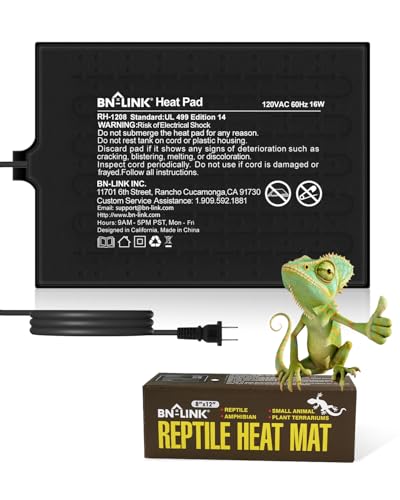 BN-LINK Reptile Heat Pad 8'X12' 16W for 30-40gal Under Tank Terrarium Heating Mat Waterproof for Turtle, Lizard, Frogs, Snake, Hermit Crab