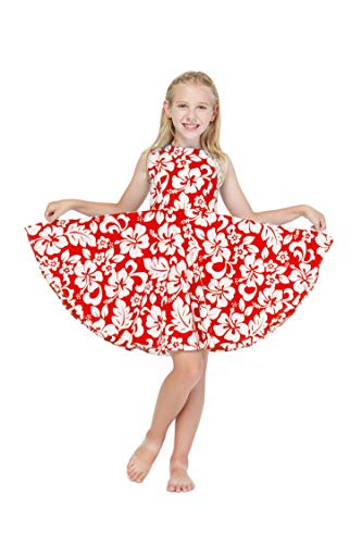 Girl Hawaiian Vintage Fit and Flare Dress in Flamingo in Love