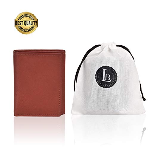 Image of Leatherboss Leather Boys Slim Compact Flap Id Coin Pocket Trifold Wallet, Burgundy