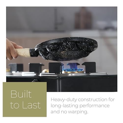 Image of Lifelong Diecast Aluminum Paniyaram Pan | 12 Pits, 1.5kg | 0.54L | 25cm Diameter |Pan with Glass Lid & Wooden-Finish Handle | For Cupcakes, Appe & Paniyaram |Durable for Easy Cooking & Cleaning, Black