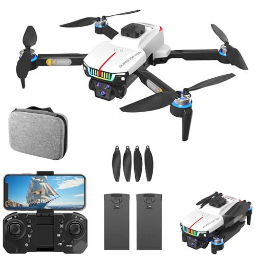 OBEST Mini Drone con Cámara 4K, Drone con Motor sin Escobillas, Posicionamiento óptico de Flujo, Evasión Inteligente de Obstáculos, Transmisión Inalámbrica FPV, Quadcopter con Luces, 2 Baterías.