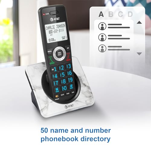 Image of AT&T GL2101-1M DECT 6.0 Cordless Phone with Call Block - Marble, Caller ID, Full-Duplex Speakerphone, 2 inch Backlit Display, Lighted Keypad