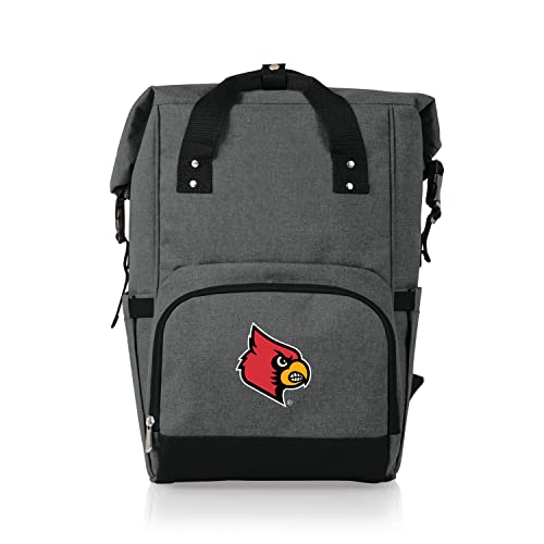 PICNIC TIME NCAA Louisville Cardinals OTG - Mochila enfriadora Enrollable, Mochila de Senderismo, Bolsa térmica Suave, (Gris Jaspeado)