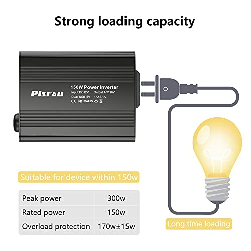 150W Power Inverter 12V Dc To 110V Ac Car Plug Adapter Outlet Converter With 3.1A Dual Usb Ac Car Charger For Laptop Computer #TOP4