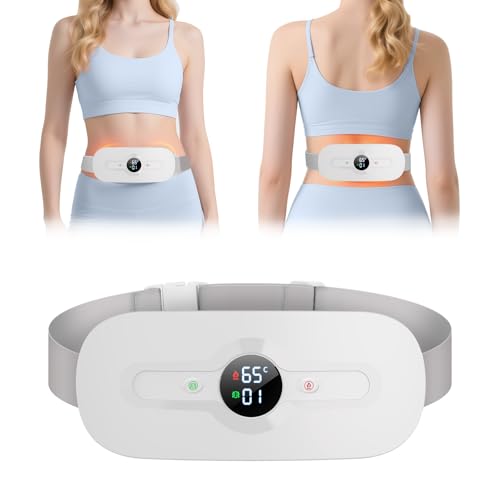 Period Cramp Heat Pad, iklestar Cordless Fast Heating Pad for Back and Stomach Pain Relief, Electric 6 Heating Modes Pain Relief Machine, Rechargeable Period Heat Pads for Women Girls, White