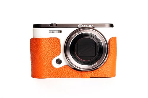Étui caméra Casio EX-ZR3500 cuir véritable orange fait main
