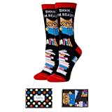 Funny Book Socks for Women - Crazy Book Lovers Gifts for Students, Cool Reading Gifts for Readers