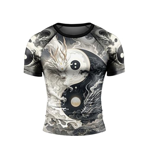 Dragon Men's Rash Guard Short Sleeve BJJ Rashguard for Men Jiu Jitsu Rash Guard Tight Compression Shirt2