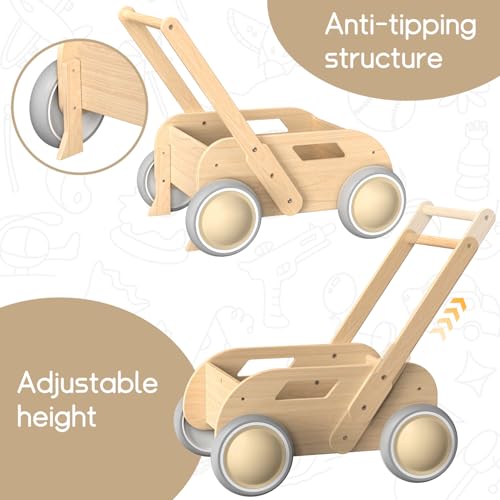 2025 homekol wooden baby walker baby walker adjustable speed for boys and girls baby activity center birthday christmas and new year39s gift log color