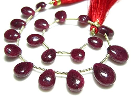 Ruby briolettes poire LKBEADS fils de 8 pouces pour création de bijoux de 7x9mm à 9x12mm