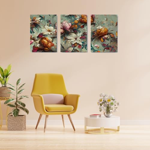 Image of SCPmarts Modern Art Floral Painting For Living Room Bedroom Office Wall Decoration Wood Premium Paintings With Frame For Home Decoration (Pattern 1, 12 Inch x 16 Inch)