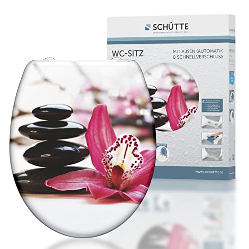 SCHÜTTE WC-Sitz WELLYNESS mit Absenkautomatik, Toilettendeckel mit Motiv und Schnellverschluss für die Reinigung, Duroplast Klodeckel, maximale Belastung der Klobrille 175 kg, WELLYNESS 82376