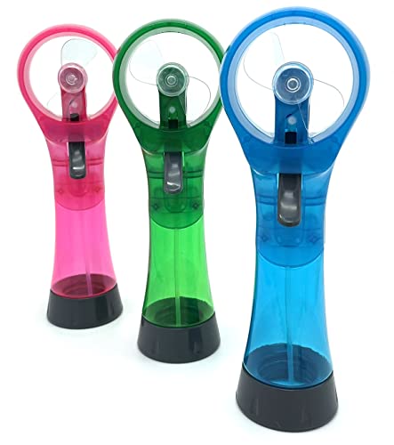 Image of BJPEY Water Misting Fans Portable Personal Handheld Spray Fan Cooling Outdoor Cooler, Pack of 3 (Blue /Green /Pink)