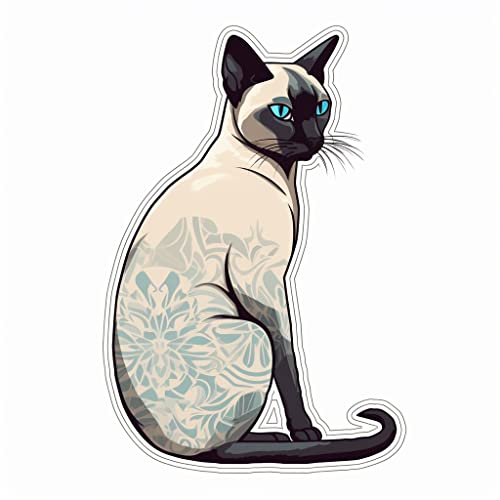 Yoonek Graphics Siamese Cat Vinyl Decal Sticker for Car, Laptop,