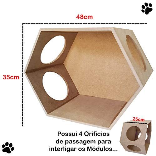 Playground de Gato Hexagonal MDF Crú
