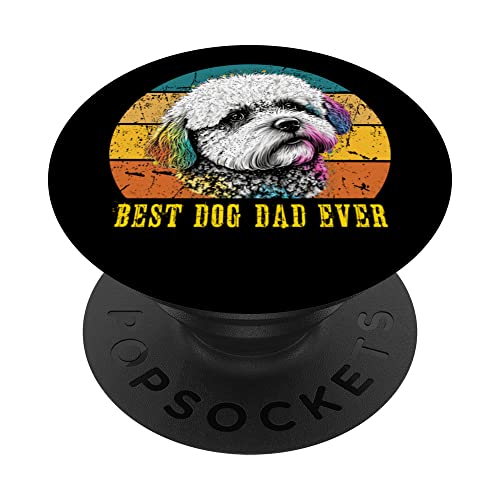 Vintage Best Dog Dad Ever Sunset Retro Bichons dog Daddy Men PopSockets mit austauschbarem PopGrip Vintage Best Dog Dad Ever Sunset Retro Bichons dog Daddy Men PopSockets mit austauschbarem PopGrip