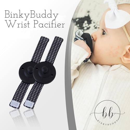 Image of Wrist Pacifier w /Fabric Band (Patent Pending), Self-Soothing Pacifier, Baby Gift, All Ages 0+ (Black)
