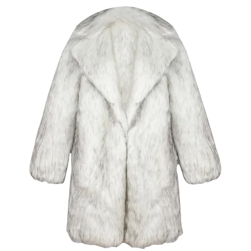 Men'S Long Sleeve Fluffy Faux Fur Coat,Fluffy Fur Collar Luxury Outerwear Winter Thicken Warm Overcoat Soft Jacket - L