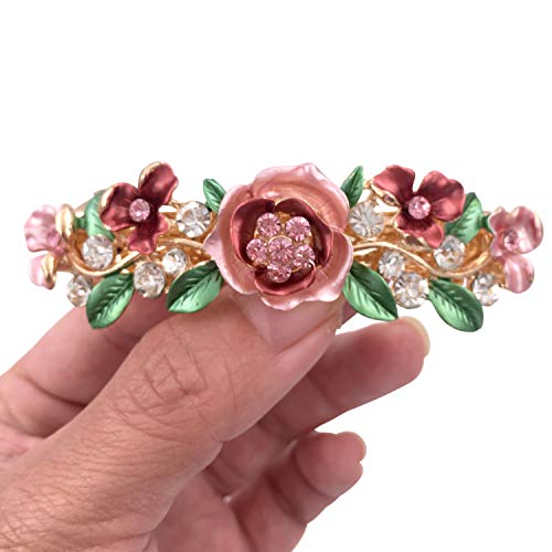 Lizzie Kay F000216 4 Colorful Vintage Decorative Flower Design Metal Gold Tone French Barrettes Hair Clasps Accessories Women Girls thumb #8