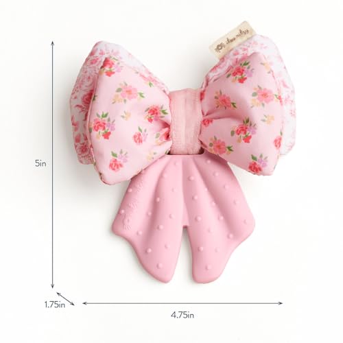 Image of Itzy Ritzy Crinkle Teether Toy - Bow Teething Toy Includes Silicone, Velour & Crinkle Material - Features Multiple Textures for Teething Relief - Designed for Ages 3 Months and Up (Bows)