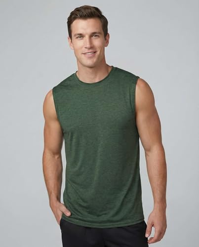 Image of Real Essentials 3 & 5 Pack: Men's Dry-Fit Active Athletic Tech Tank Top - Regular and Big & Tall Sizes (S-5XLT)