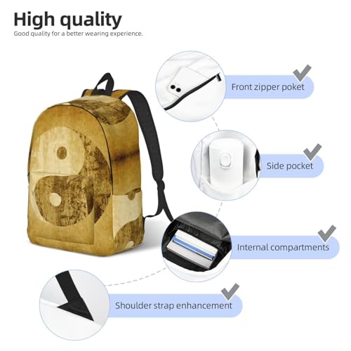 Mochila de mano para laptop con compartimentos y estampado Yin Yang 5