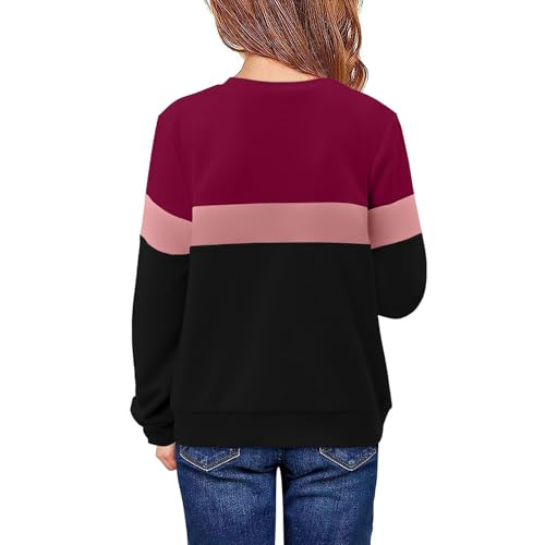 LRMQS Girls Casual Long Sleeve Sweatshirt Teen Crewneck Preppy Cute Pullover Shirts Fall Trendy Clothes Tops Tween Girls3
