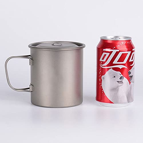 Titan-Wasserbecher für den Außenbereich mit Klappgriffen Titandeckel Trinkgefäße Campingbecher Ultraleichter Reisebecher 220 ml-900 ml (Size : 600ml Ti3207) Little Surprise