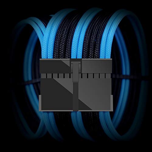 EZDIY-FAB MOD Sleeved Cable - Cavo Prolunga per Alimentatori con Extra Sleeves 300mm-Nero Blu