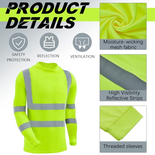 Amylove 4 Pcs Reflective Safety T Shirt High Visibility Work Shirts Sun Protection Construction - Image 4