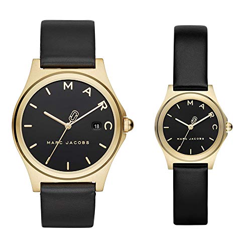 [マークジェイコブス]MARC JACOBS[収納BOX]ペアウォッチ HENRY ヘンリー 36mm/28mm ゴールドケース ブラック レザー 革ベルト MJ1608MJ1644 腕時計 [並行輸入品]